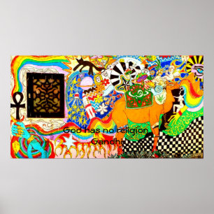 Gandhi Spiritual Quotation God Has No Religion Poster