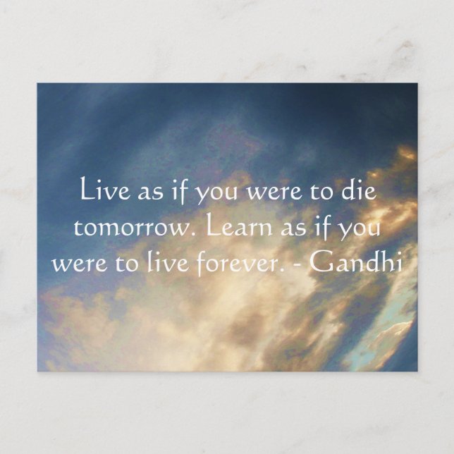Gandhi Wisdom Quote With Blue Sky clouds Postcard (Front)