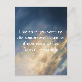 Gandhi Wisdom Quote With Blue Sky clouds Postcard