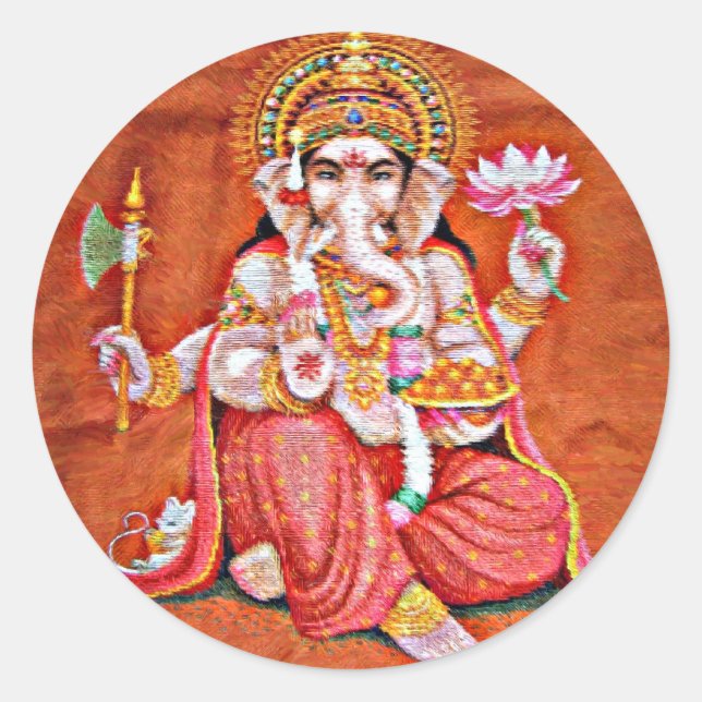 Ganesh Art Classic Round Sticker (Front)