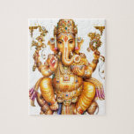 GANESH AURA JIGSAW PUZZLE<br><div class="desc">GANESH AURA Ga·nesh /gəˈnāSH/ An elephant-headed deity,  son of Shiva and Parvati. Worshipped as the remover of obstacles and patron of learning,  he is usually depicted coloured red,  with a potbelly and one broken tusk,  riding a rat</div>