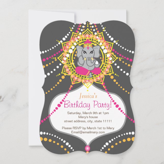 Ganesh Birthday party 5" x 7" invitation card (Front)
