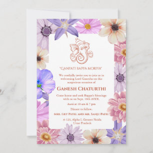 Ganesh Chaturthi Puja Floral Invitation