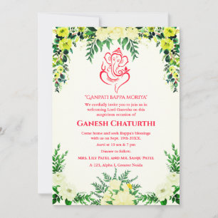 Ganesh Chaturthi Puja Floral Invitation