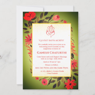 Ganesh Chaturthi Puja Floral Invitation