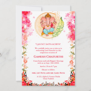 Ganesh Chaturthi Puja Floral Invitation