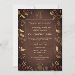 Ganesh Chaturthi Puja Golden Elements Invitation