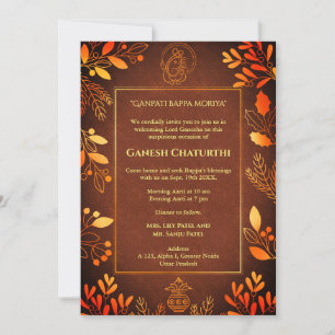 Ganesh Chaturthi Puja Golden Elements Invitation