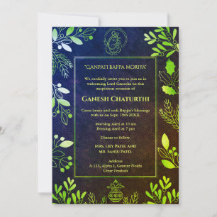 Ganesh Chaturthi Puja Golden Elements Invitation