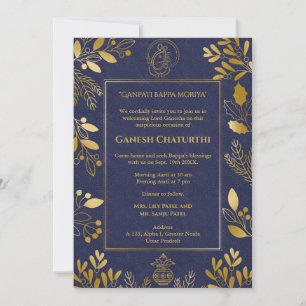 Ganesh Chaturthi Puja Golden Elements Invitation