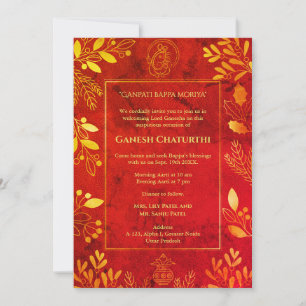 Ganesh Chaturthi Puja Golden Elements Invitation