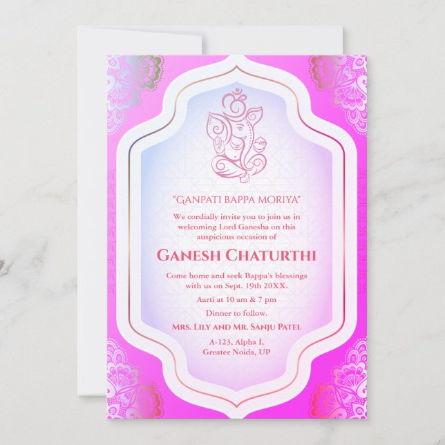 Ganesh Chaturthi Puja Golden Invitation (Front)