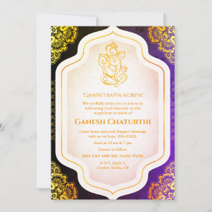 Ganesh Chaturthi Puja Golden Invitation
