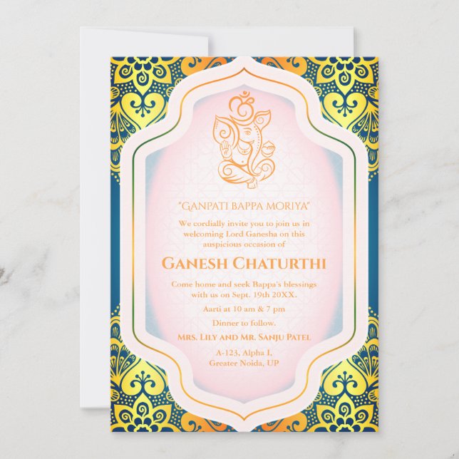 Ganesh Chaturthi Puja Golden Invitation (Front)