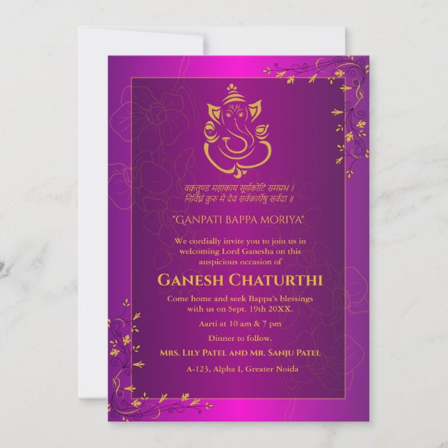 Ganesh Chaturthi Puja Invitation (Front)