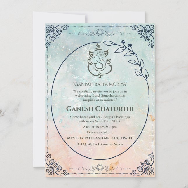 Ganesh Chaturthi Puja  Invitation (Front)