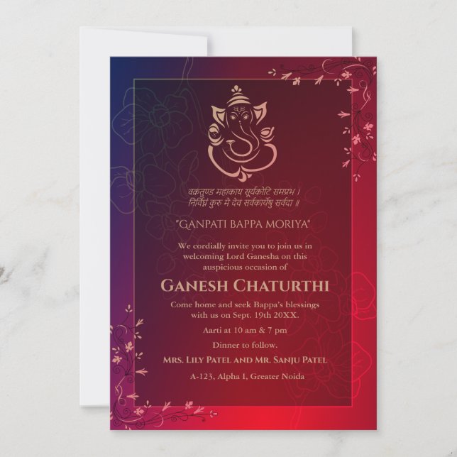 Ganesh Chaturthi Puja Invitation (Front)