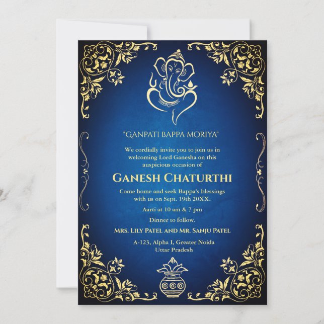 Ganesh Chaturthi Puja Invitation (Front)