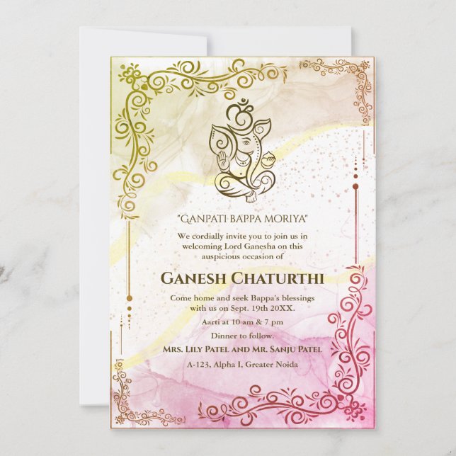 Ganesh Chaturthi Puja  Invitation (Front)