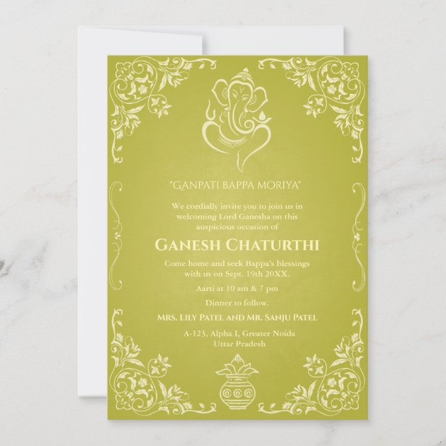 Ganesh Chaturthi Puja Invitation (Front)