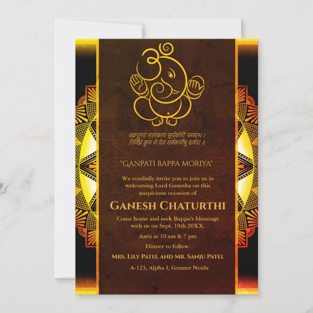 Ganesh Chaturthi Puja Invitation (Front)