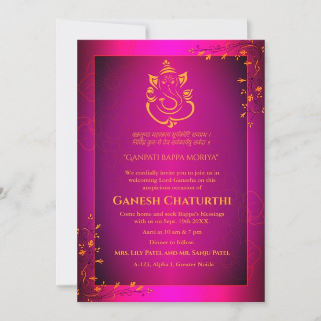 Ganesh Chaturthi Puja Invitation (Front)