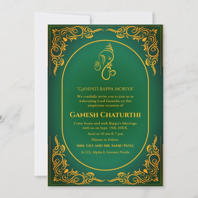 Ganesh Chaturthi Puja  Invitation (Front)