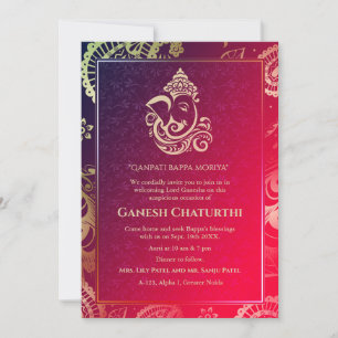 Ganesh Chaturthi Puja Roya Golden Elements Invitat Invitation