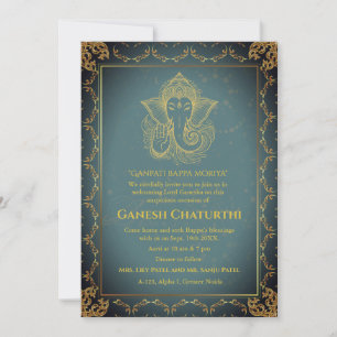 Ganesh Chaturthi Puja Roya Golden Elements Invitation