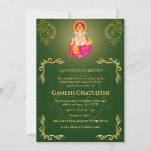 Ganesh Chaturthi Puja Roya Golden Elements Invitation