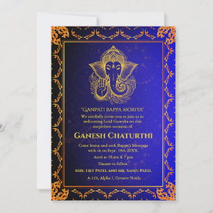Ganesh Chaturthi Puja Roya Golden Elements Invitation