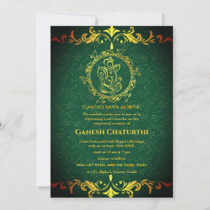 Ganesh Chaturthi Puja Roya Golden Elements Invitation