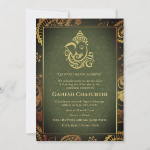 Ganesh Chaturthi Puja Roya Golden Elements Invitation