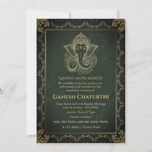 Ganesh Chaturthi Puja Roya Golden Elements Invitation