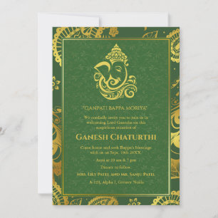 Ganesh Chaturthi Puja Roya Golden Elements Invitation