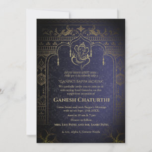 Ganesh Chaturthi Puja Roya Golden Elements Invitation