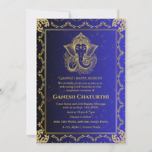 Ganesh Chaturthi Puja Roya Golden Elements Invitation
