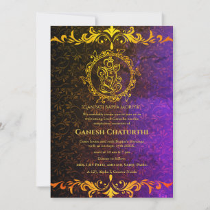 Ganesh Chaturthi Puja Roya Golden Elements Invitation