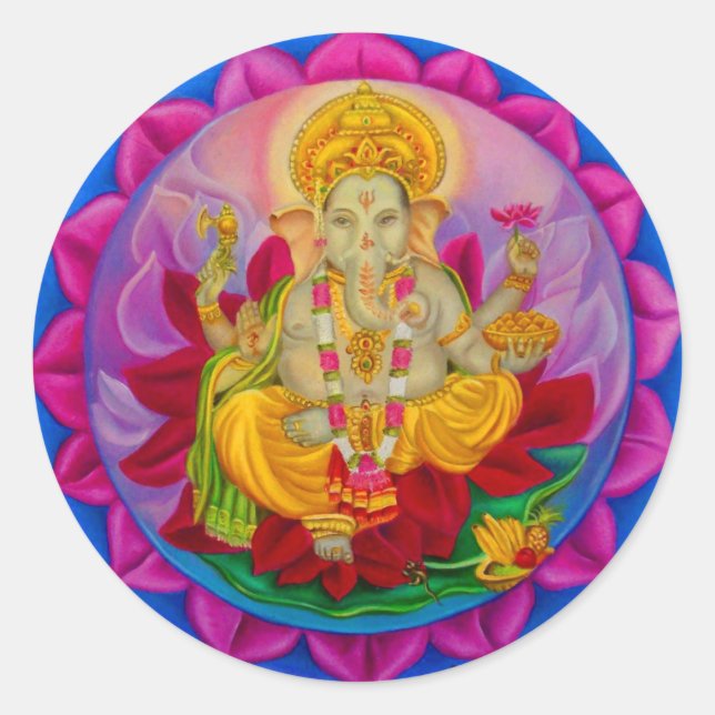 Ganesh Classic Round Sticker (Front)