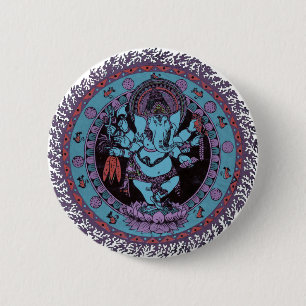Ganesh Dancer 6 Cm Round Badge