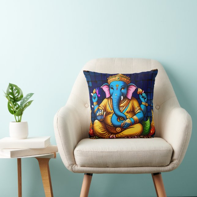 Ganesh Deity Idian God Cushion Throw Pillow (Chair)