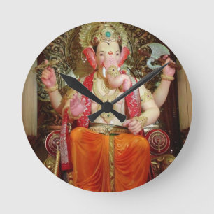 Ganesh Ganesha Hindu India Asian Elephant Deity Round Clock