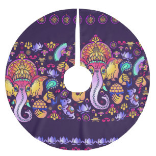 Ganesh Hindu God: Festive Seamless Brushed Polyester Tree Skirt