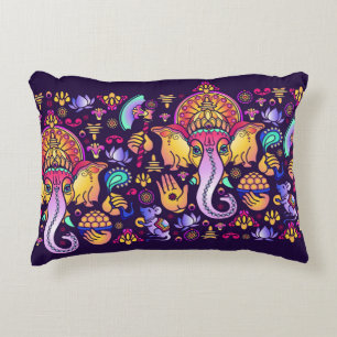 Ganesh Hindu God: Festive Seamless Decorative Cushion