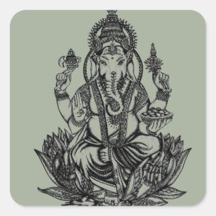 Ganesh Illustration Square Sticker