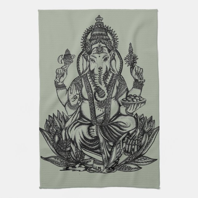 Ganesh Illustration Tea Towel (Vertical)