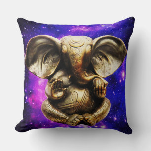 Ganesh on a Celestial Background Throw Pillow