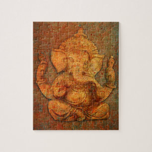 Ganesh On A Distress Stone Background Jigsaw Puzzle