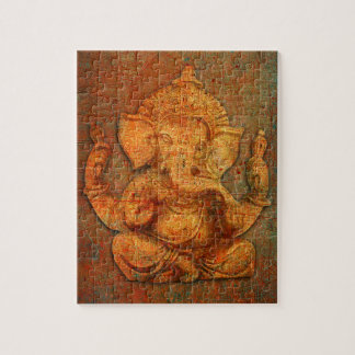 Ganesh On A Distress Stone Background Jigsaw Puzzle