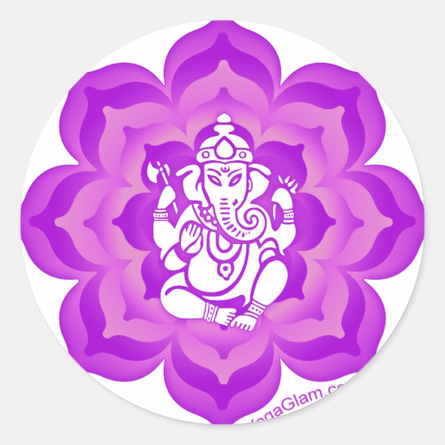 Ganesh purple design classic round sticker (Front)